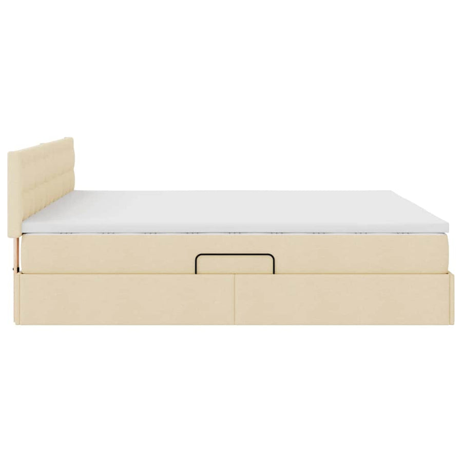 Bed met LED -striplichten met opslag Crème 180 x 200 cm Stof