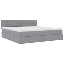 Bed met LED -striplichten Lichtgrijs 200 x 200 cm Stof