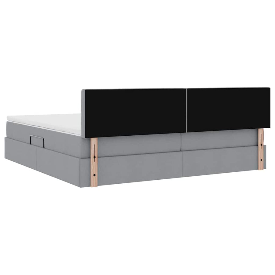 Bed met LED -striplichten Lichtgrijs 200 x 200 cm Stof