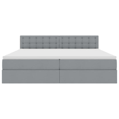 Bed met LED -striplichten Lichtgrijs 200 x 200 cm Stof