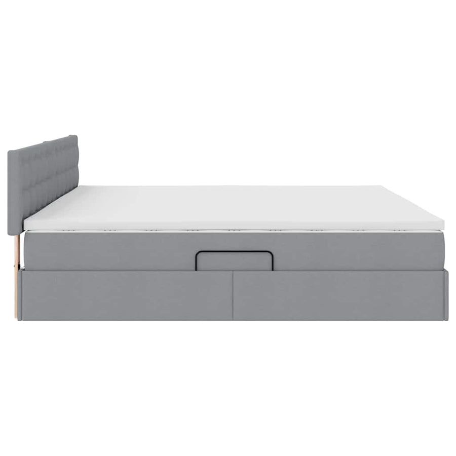 Bed met LED -striplichten Lichtgrijs 200 x 200 cm Stof