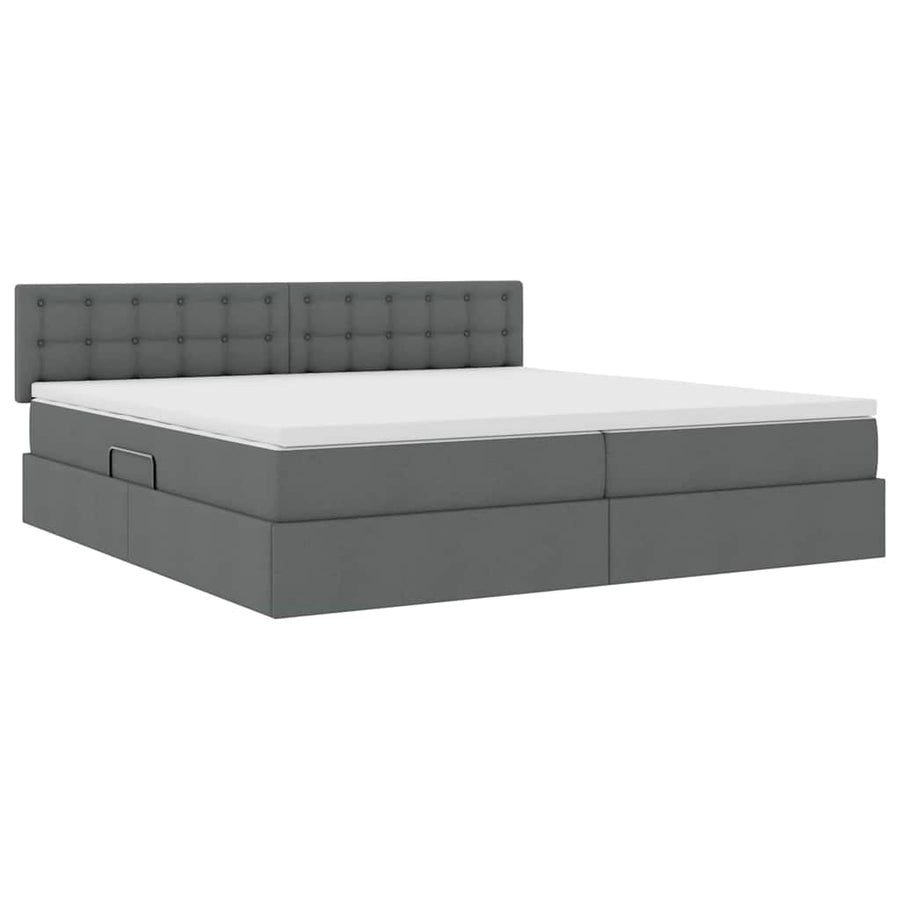 Bed met LED -striplichten Donkergrijs 200 x 200 cm Stof