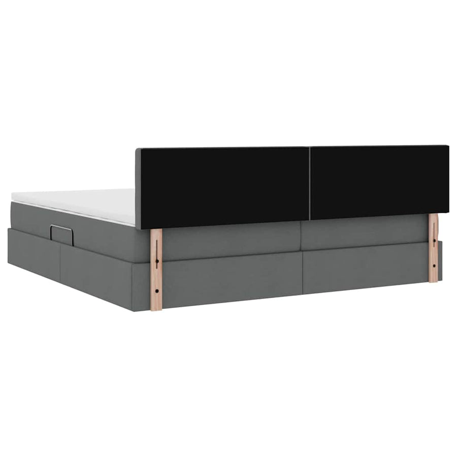 Bed met LED -striplichten Donkergrijs 200 x 200 cm Stof