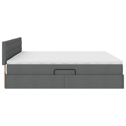 Bed met LED -striplichten Donkergrijs 200 x 200 cm Stof