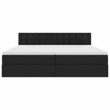 Bed met LED -striplichten met opslag Zwart 200 x 200 cm Stof