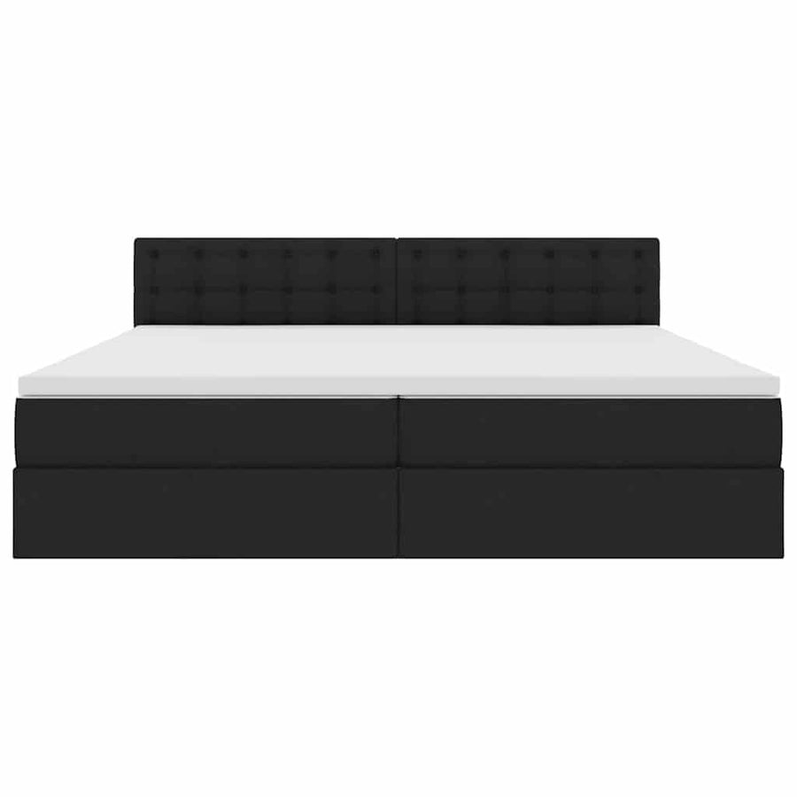 Bed met LED -striplichten met opslag Zwart 200 x 200 cm Stof