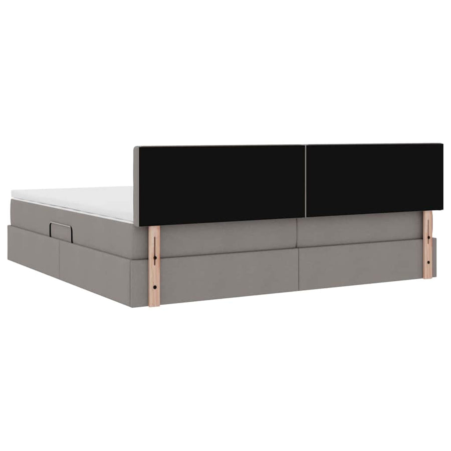 Bed met LED -striplichten met opslag Taupe 200 x 200 cm Stof