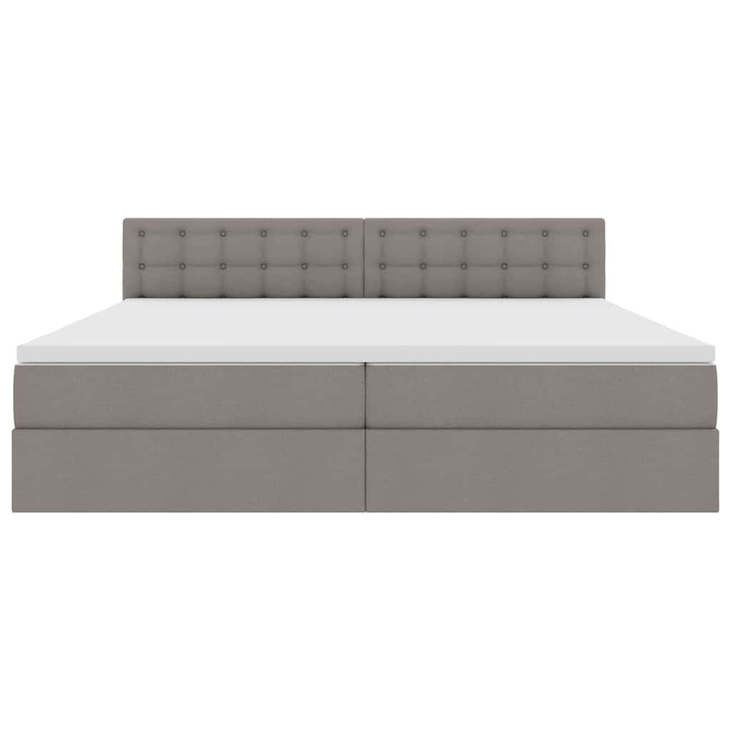 Bed met LED -striplichten met opslag Taupe 200 x 200 cm Stof