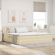 Opbergbed 200x200 cm stof crème met LED en matras