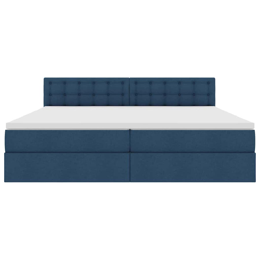 Bed met LED -striplichten met opslag Blauw 200 x 200 cm Stof