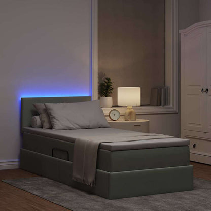 Opbergbed met LED met matras Lichtgrijs 90 x 190 cm Fluweel