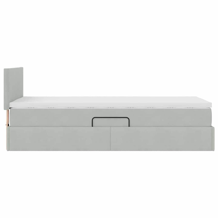 Opbergbed met LED met matras Lichtgrijs 90 x 190 cm Fluweel