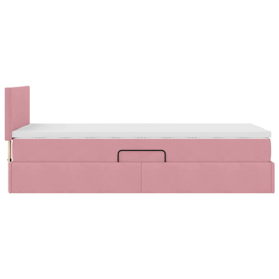 Opbergbed met LED met matras met LED Roze 90 x 190 cm Fluweel
