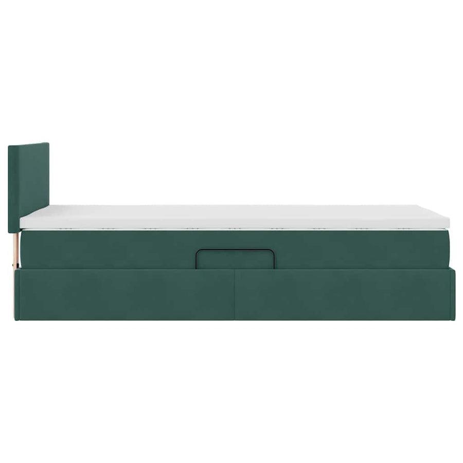 Opbergbed met LED met matras Donkergroen 90 x 200 cm Fluweel