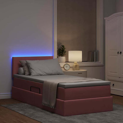 Opbergbed met LED met matras met LED Roze 90 x 200 cm Fluweel