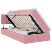 Opbergbed 90x200 cm roze fluweel met LED