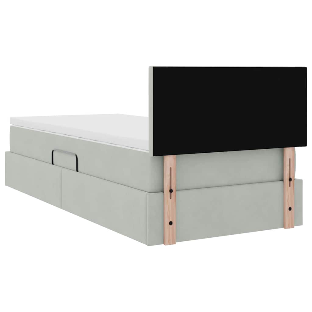 Opbergbed met LED met matras Lichtgrijs 100 x 200 cm Fluweel