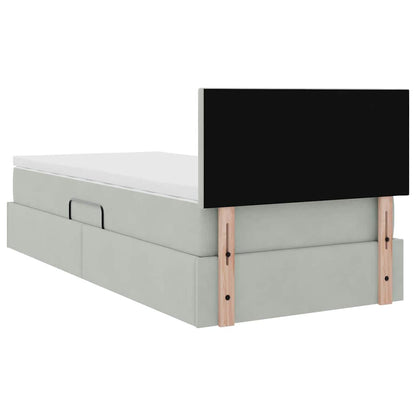 Opbergbed met LED met matras Lichtgrijs 100 x 200 cm Fluweel