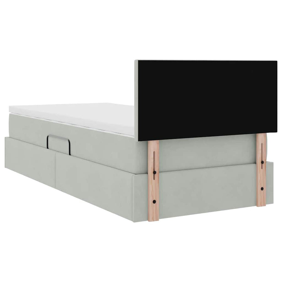 Opbergbed met LED met matras Lichtgrijs 100 x 200 cm Fluweel