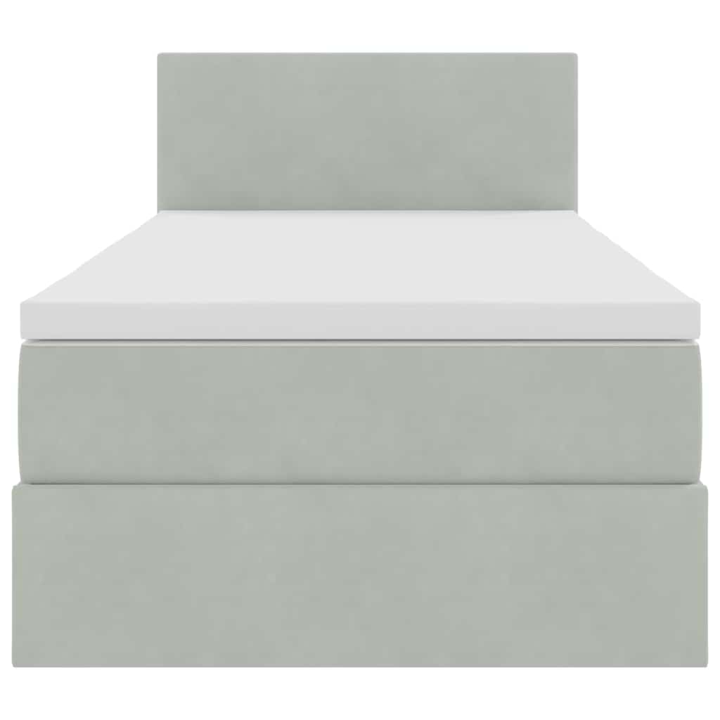 Opbergbed met LED met matras Lichtgrijs 100 x 200 cm Fluweel