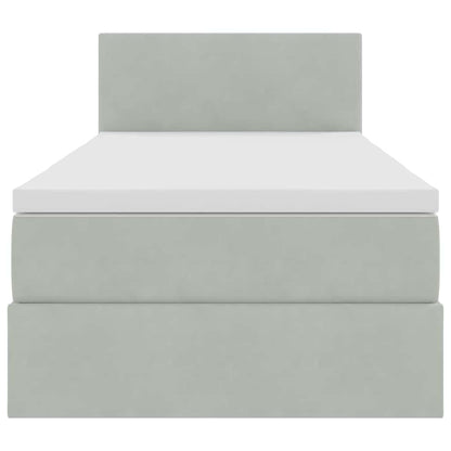 Opbergbed met LED met matras Lichtgrijs 100 x 200 cm Fluweel