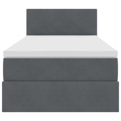Opbergbed met LED met matras Donkergrijs 100 x 200 cm Fluweel