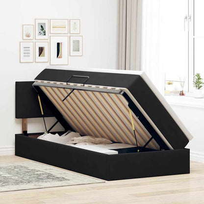 Opbergbed met LED met matras met LED Zwart 100 x 200 cm Fluweel