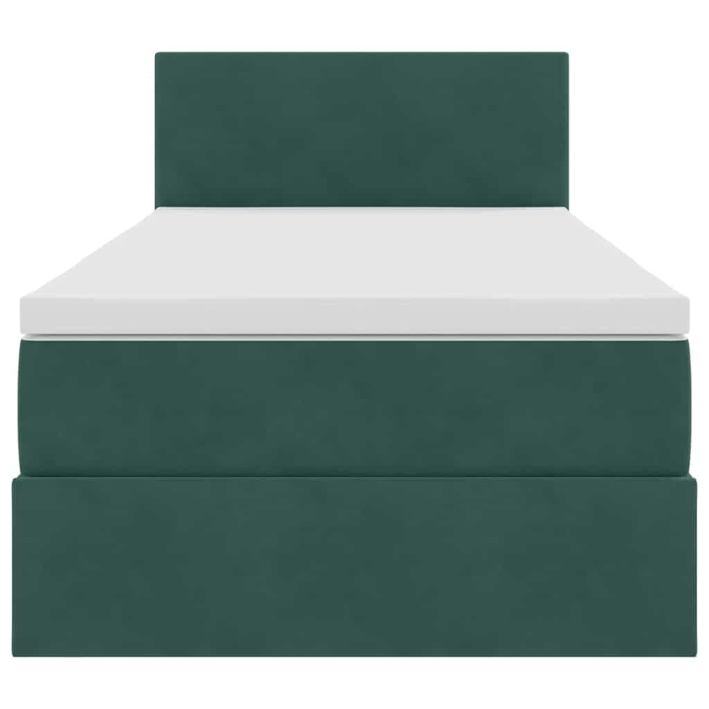 Opbergbed met LED met matras Donkergroen 100 x 200 cm Fluweel