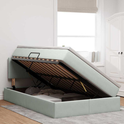 Opbergbed met LED met matras Lichtgrijs 120 x 190 cm Fluweel