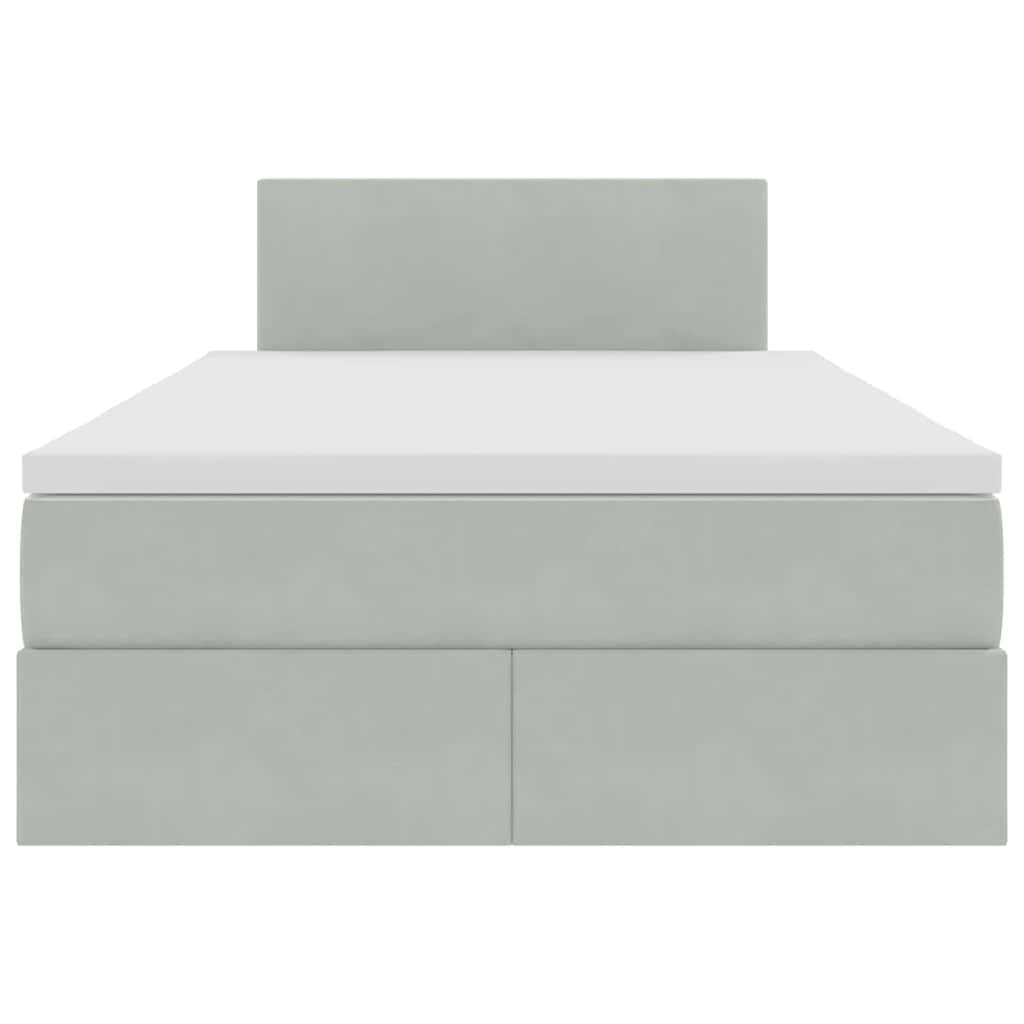 Opbergbed met LED met matras Lichtgrijs 120 x 190 cm Fluweel