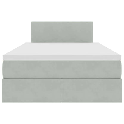 Opbergbed met LED met matras Lichtgrijs 120 x 190 cm Fluweel