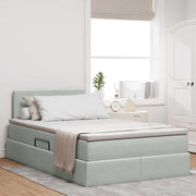 Opbergbed 120x200 cm lichtgrijs fluweel met LED