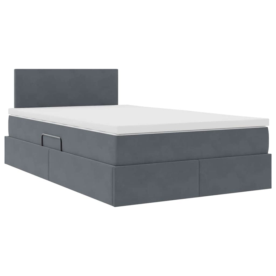 Bed met LED -striplichten Donkergrijs 120 x 200 cm Fluweel