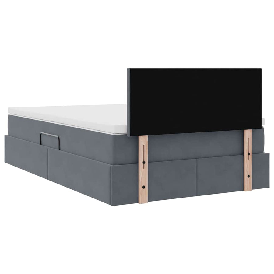 Bed met LED -striplichten Donkergrijs 120 x 200 cm Fluweel
