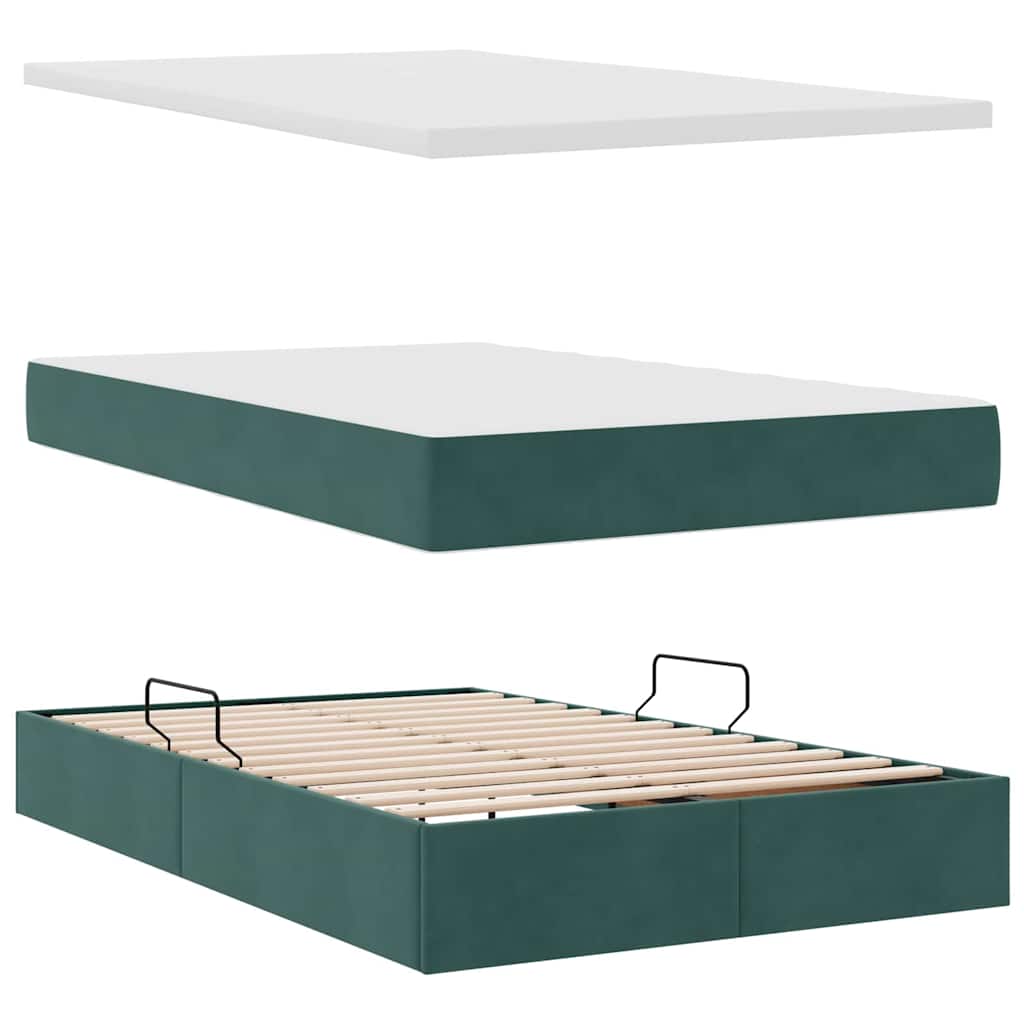 Bed met LED -striplichten Donkergroen 120 x 200 cm Fluweel