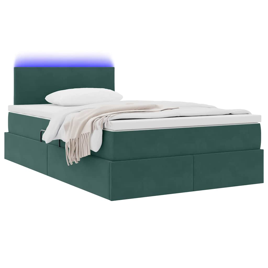 Bed met LED -striplichten Donkergroen 120 x 200 cm Fluweel