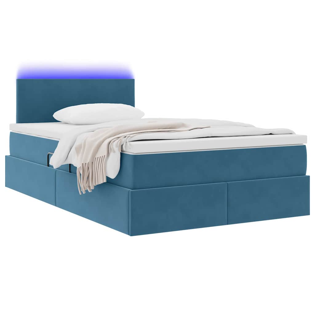 Bed met LED -striplichten Donkerblauw 120 x 200 cm Fluweel