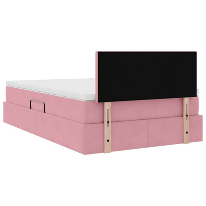 Bed met LED -striplichten met opslag Roze 120 x 200 cm Fluweel