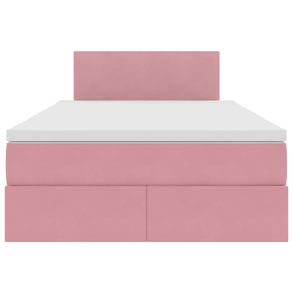 Bed met LED -striplichten met opslag Roze 120 x 200 cm Fluweel
