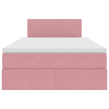 Bed met LED -striplichten met opslag Roze 120 x 200 cm Fluweel