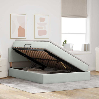 Bed met LED -striplichten Lichtgrijs 140 x 190 cm Fluweel
