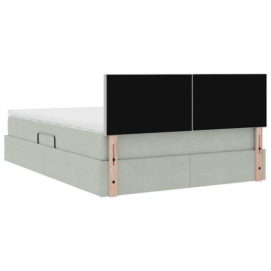 Bed met LED -striplichten Lichtgrijs 140 x 190 cm Fluweel