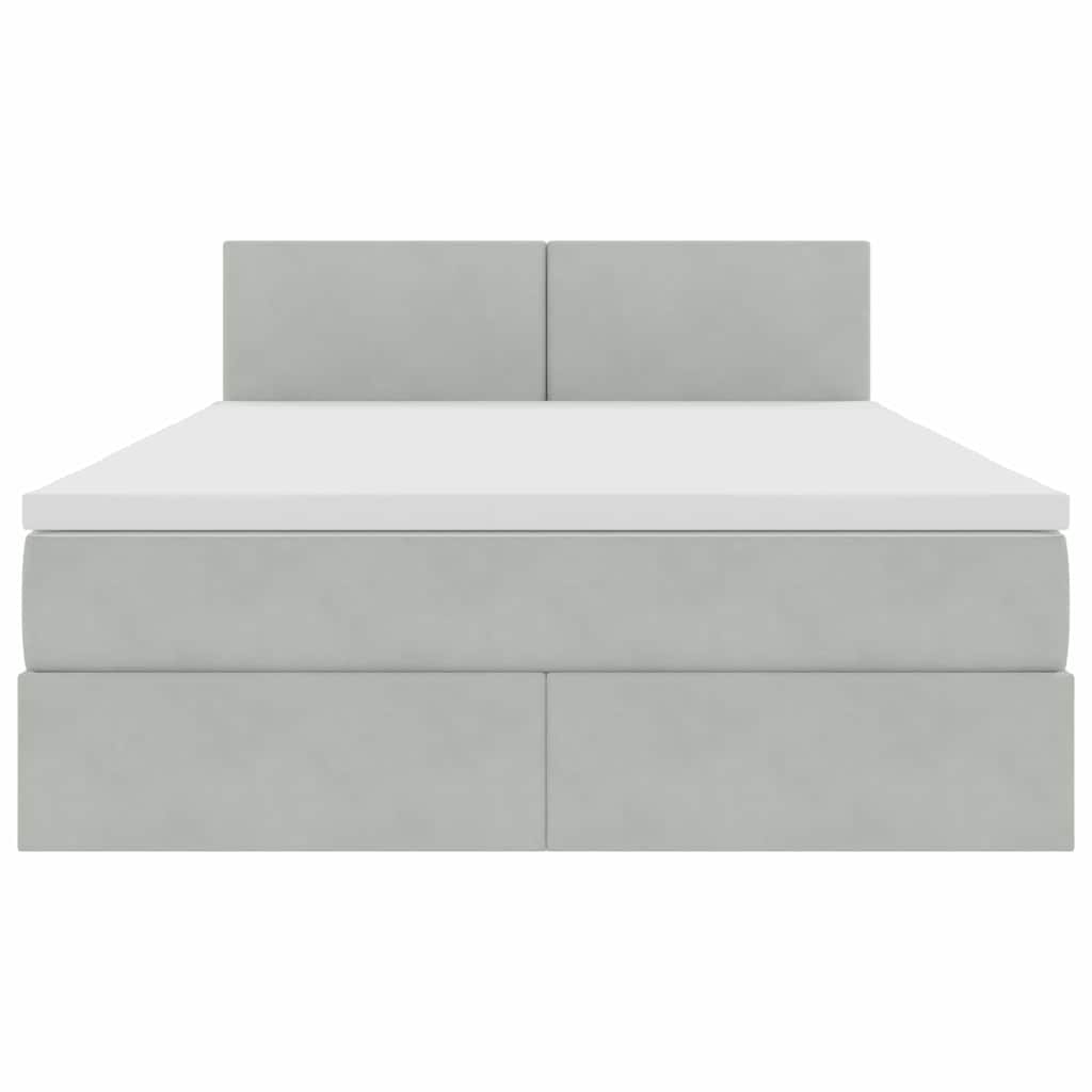 Bed met LED -striplichten Lichtgrijs 140 x 190 cm Fluweel
