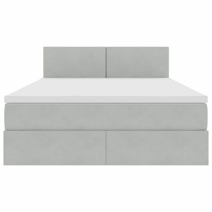 Bed met LED -striplichten Lichtgrijs 140 x 190 cm Fluweel
