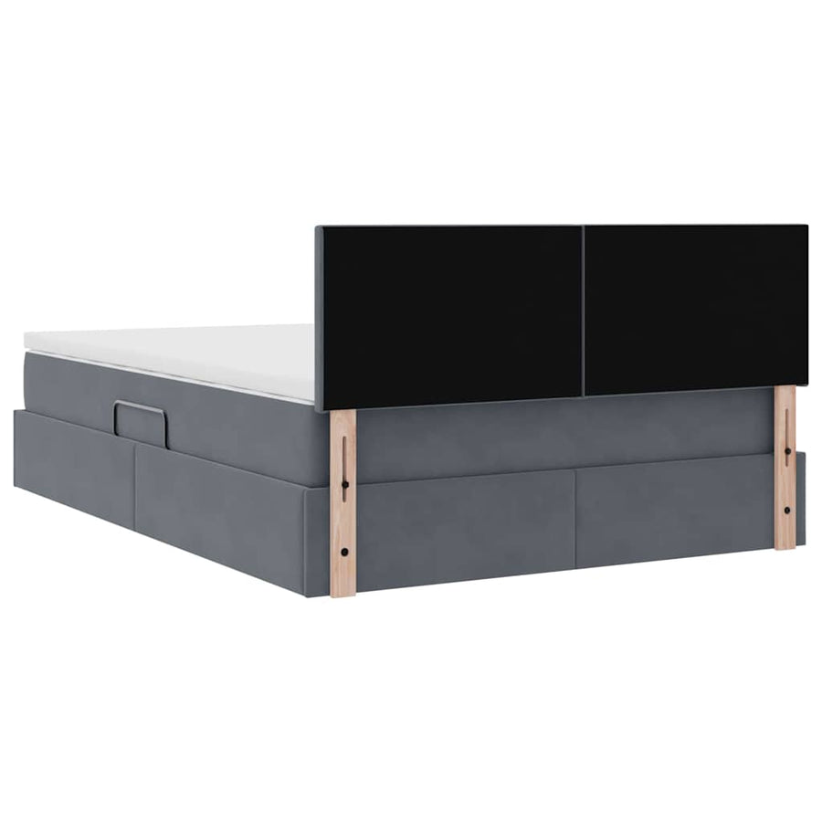 Bed met LED -striplichten Donkergrijs 140 x 190 cm Fluweel