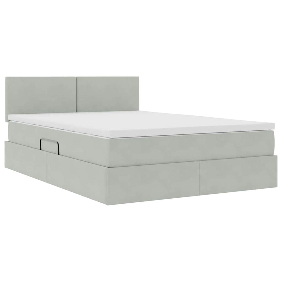 Bed met LED -striplichten Lichtgrijs 140 x 200 cm Fluweel