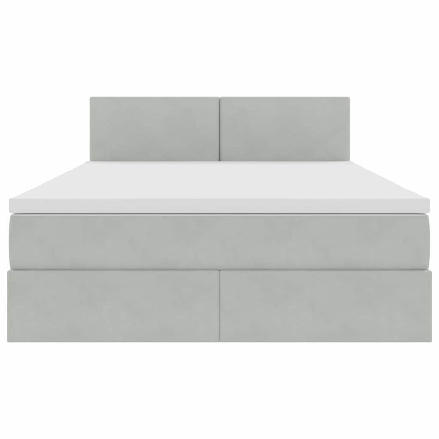 Bed met LED -striplichten Lichtgrijs 140 x 200 cm Fluweel
