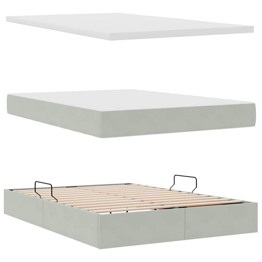 Bed met LED -striplichten Lichtgrijs 140 x 200 cm Fluweel