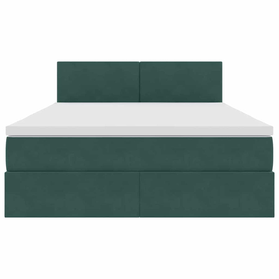 Bed met LED -striplichten Donkergroen 140 x 200 cm Fluweel
