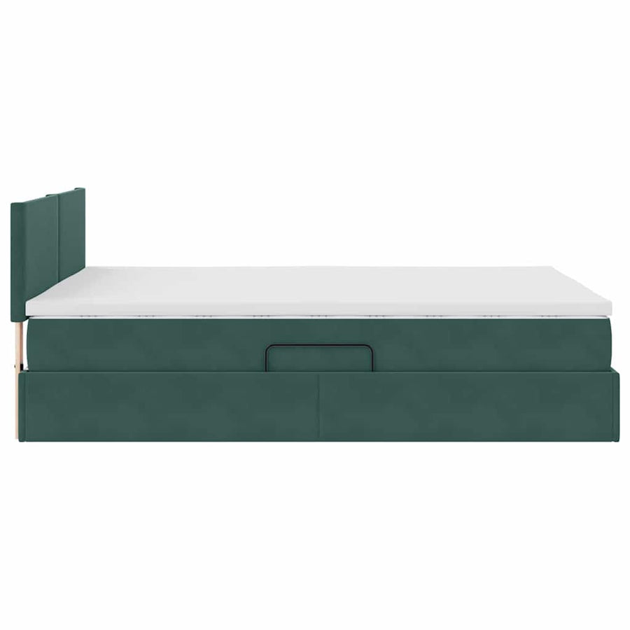 Bed met LED -striplichten Donkergroen 140 x 200 cm Fluweel
